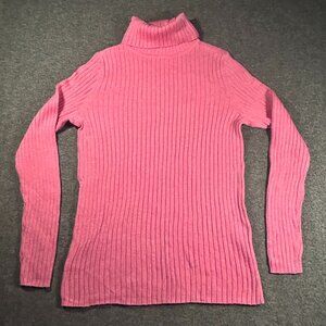 Vintage Kim Rogers Womens Size S Pink Ribbed Turtle Neck Long Sleeve Top
